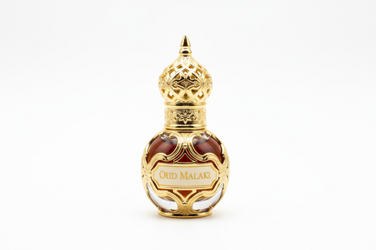 oud malaki 3ml attar bottle on white background